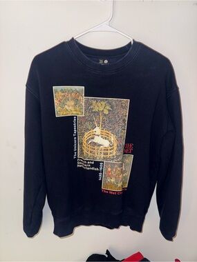 The Met Black Crewneck Sweatshirt with Tapestry Collage Graphic